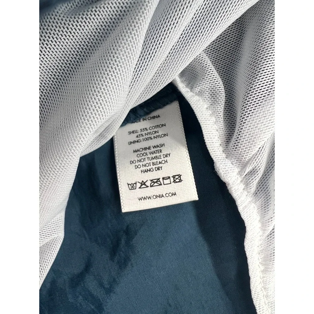 Onia Charles Swim Shorts Mens 36 Dark Teal Blue Mesh Lined Trunks 7 Inch Inseam